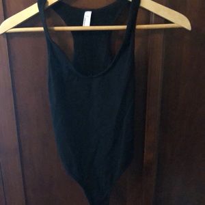 American Apparel black cotton thong leotard